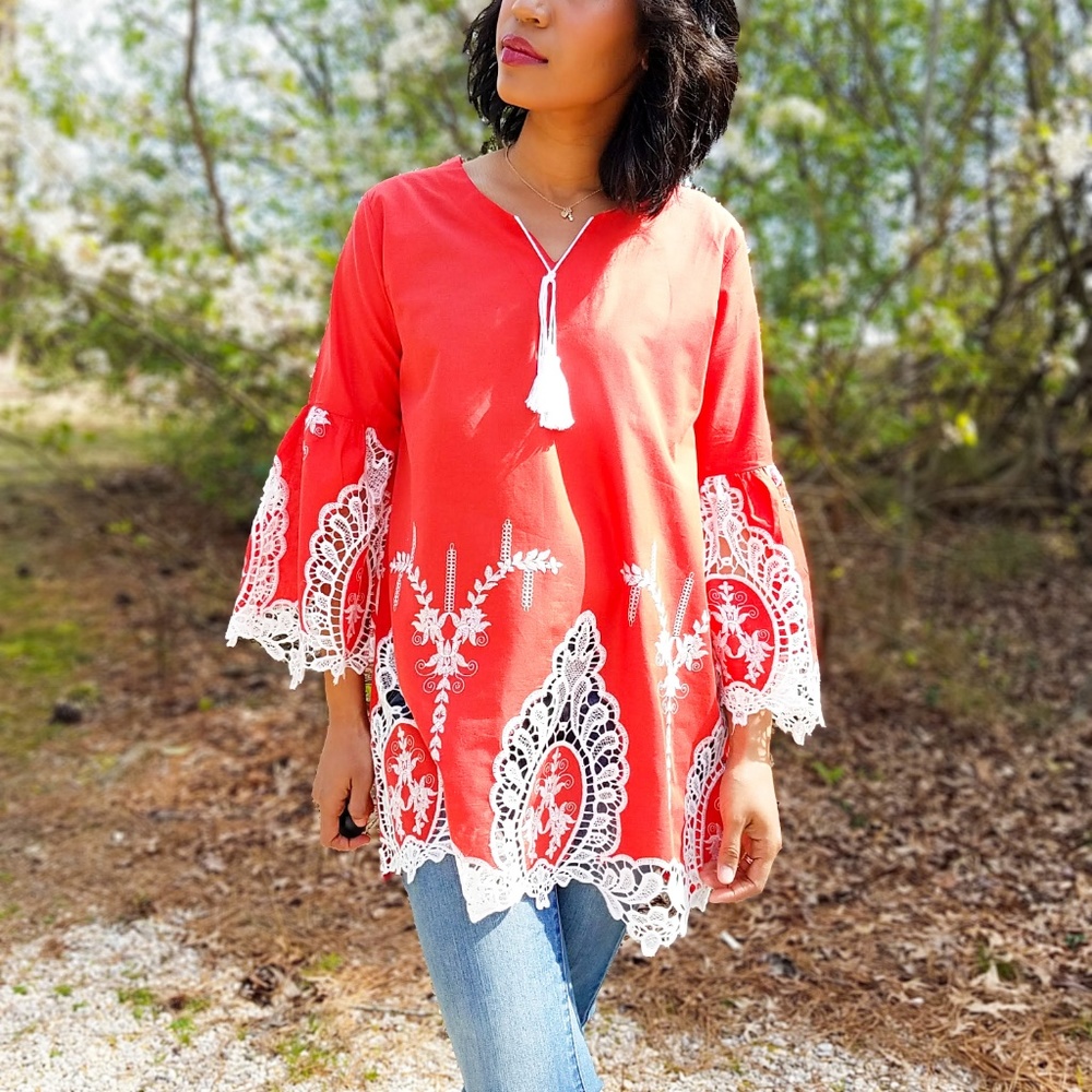 Floral Embroidered Tunic Dress
